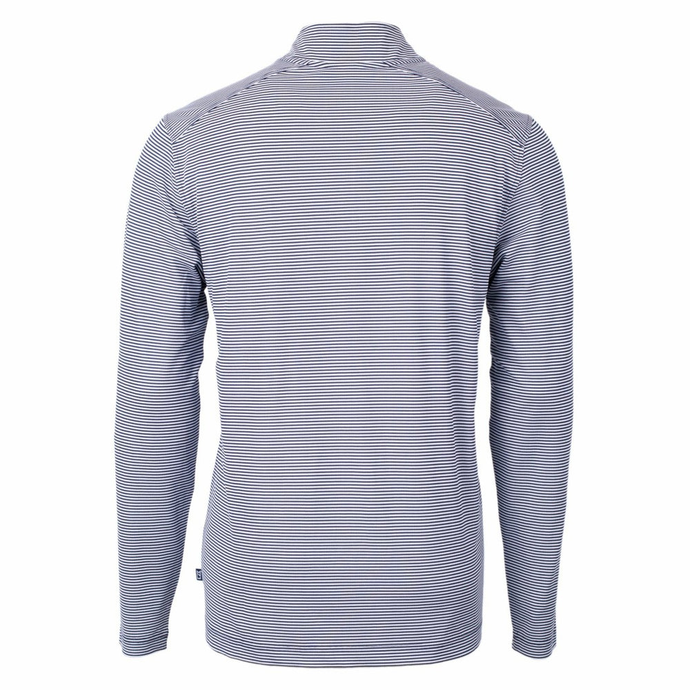 Detroit Lions Cutter & Buck Virtue Eco Pique Micro Stripe Recycled Quarter-Zip Pullover Top Navy/White | NFL