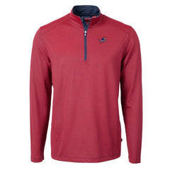 Detroit Lions Cutter & Buck Virtue Eco Pique Micro Stripe Recycled Quarter-Zip Pullover Top Red/Navy | NFL