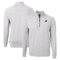 Carolina Panthers Cutter & Buck Adapt Eco Knit Quarter-Zip Pullover Top Heather Gray | NFL