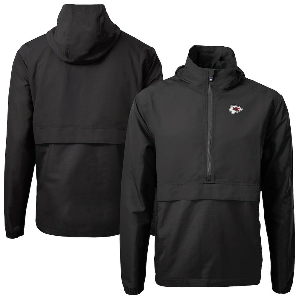 Kansas City Chiefs Cutter & Buck Charter Eco Recycled Anorak Half-Zip Jacket Black | NFL