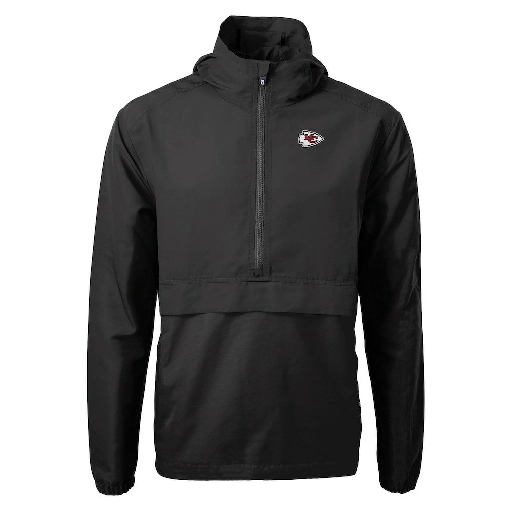 Kansas City Chiefs Cutter & Buck Charter Eco Recycled Anorak Half-Zip Jacket Black | NFL