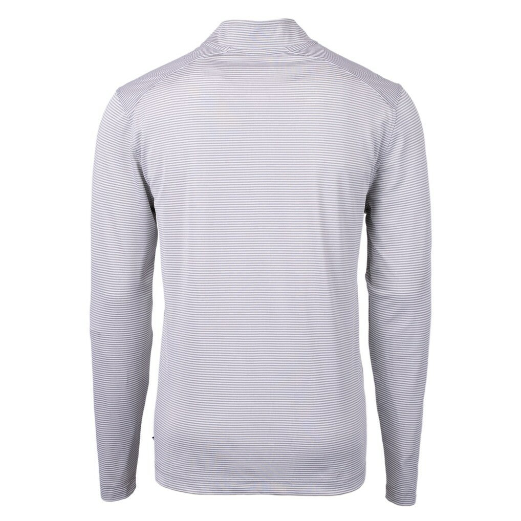 Green Bay Packers Cutter & Buck Virtue Eco Pique Micro Stripe Recycled Quarter-Zip Pullover Top Gray/White | NFL
