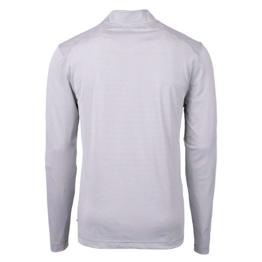 Green Bay Packers Cutter & Buck Virtue Eco Pique Micro Stripe Recycled Quarter-Zip Pullover Top Gray/White | NFL