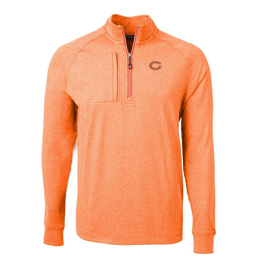 Chicago Bears Cutter & Buck Adapt Eco Knit Quarter-Zip Pullover Top Heather Orange | NFL
