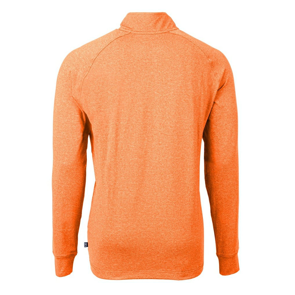 Chicago Bears Cutter & Buck Adapt Eco Knit Quarter-Zip Pullover Top Heather Orange | NFL