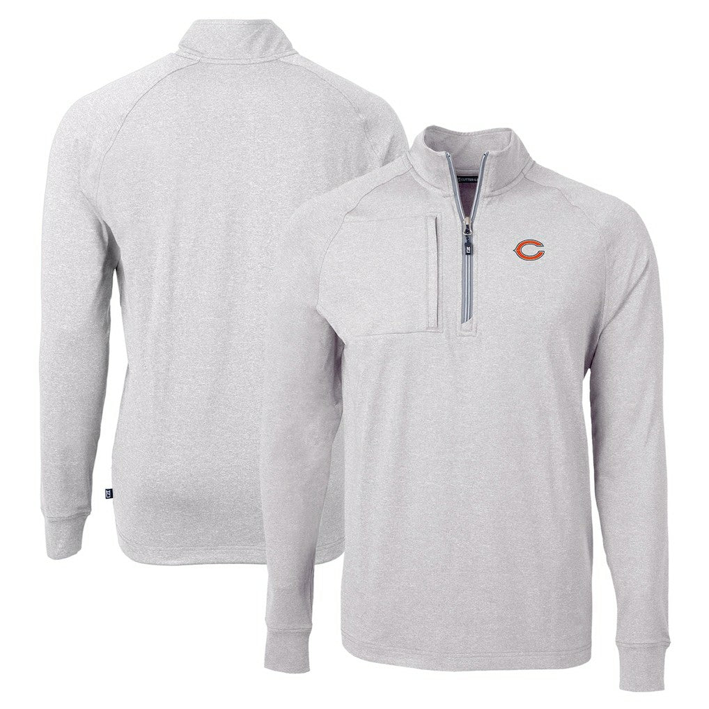 Chicago Bears Cutter & Buck Adapt Eco Knit Quarter-Zip Pullover Top Heather Gray | NFL