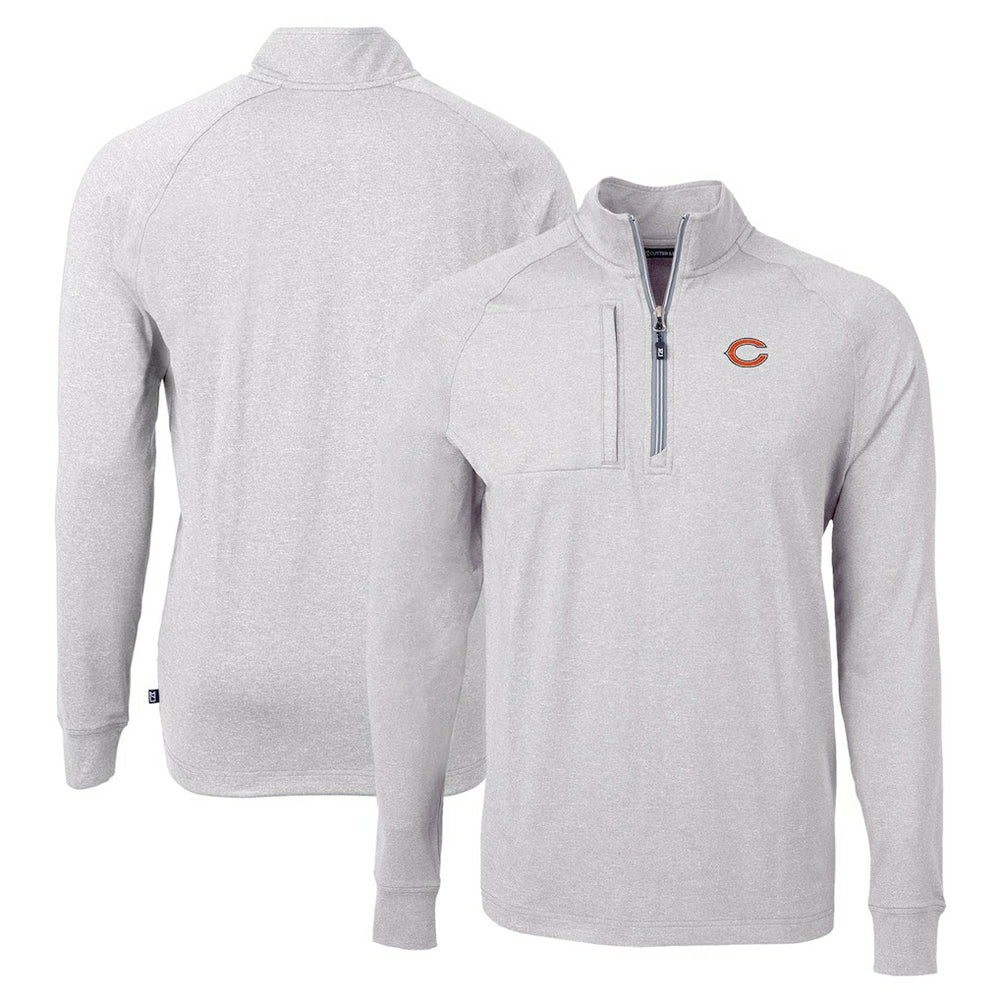 Chicago Bears Cutter & Buck Adapt Eco Knit Quarter-Zip Pullover Top Heather Gray | NFL