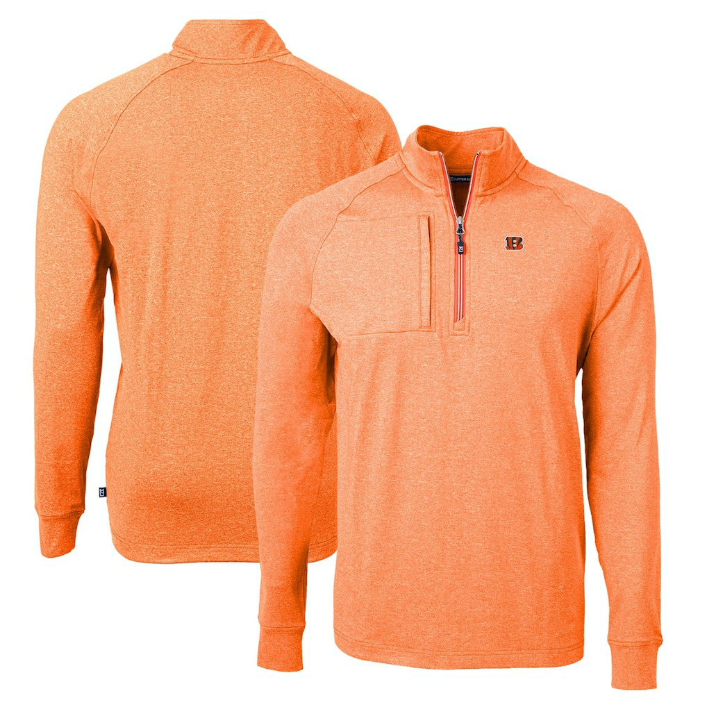 Cincinnati Bengals Cutter & Buck Adapt Eco Knit Quarter-Zip Pullover Top Heather Orange | NFL