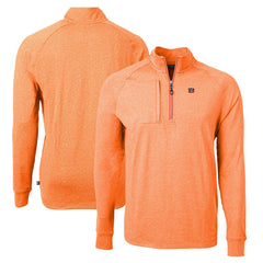 Cincinnati Bengals Cutter & Buck Adapt Eco Knit Quarter-Zip Pullover Top Heather Orange | NFL