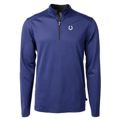 Indianapolis Colts Cutter & Buck Virtue Eco Pique Micro Stripe Recycled Quarter-Zip Pullover Top Royal/Black | NFL
