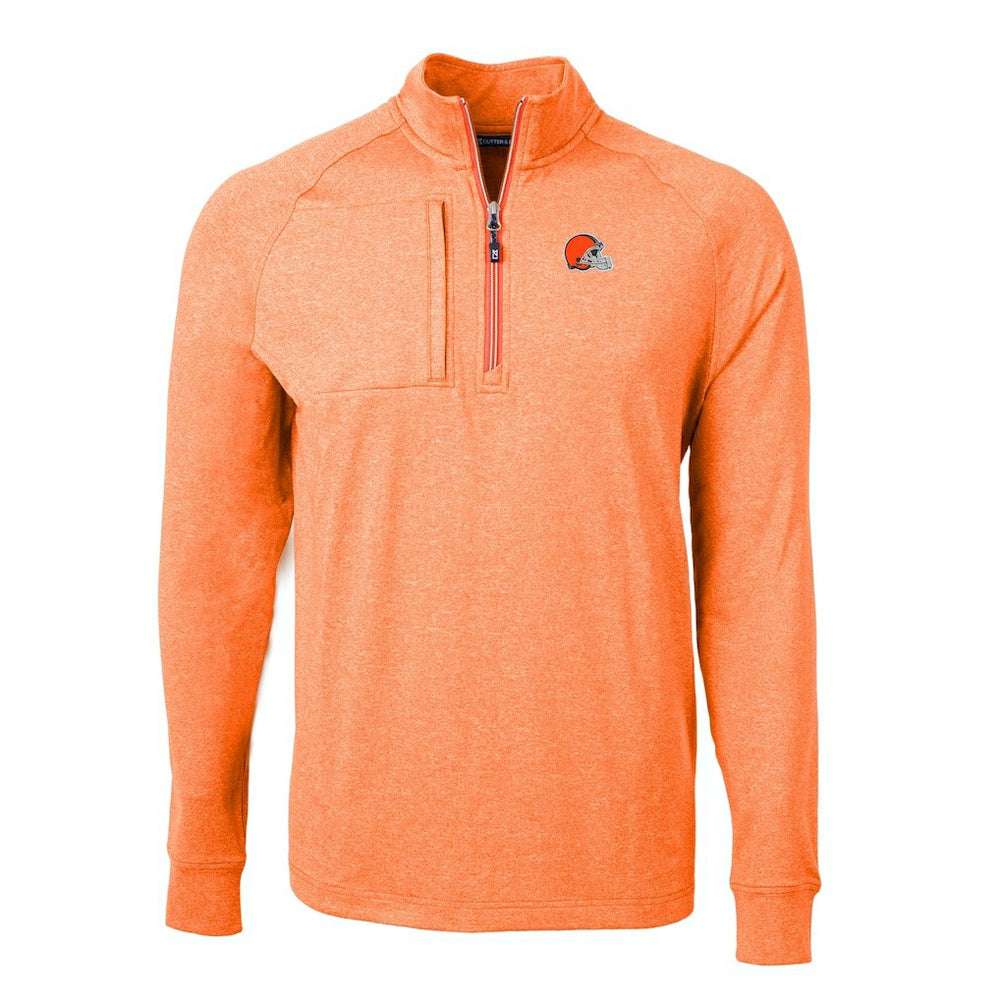 Cleveland Browns Cutter & Buck Adapt Eco Knit Quarter-Zip Pullover Top Heather Orange | NFL