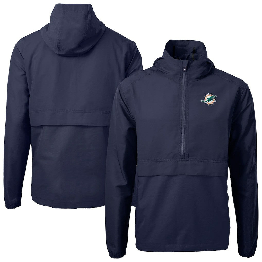 Miami Dolphins Cutter & Buck Charter Eco Recycled Anorak Half-Zip Jacket Blue | NFL