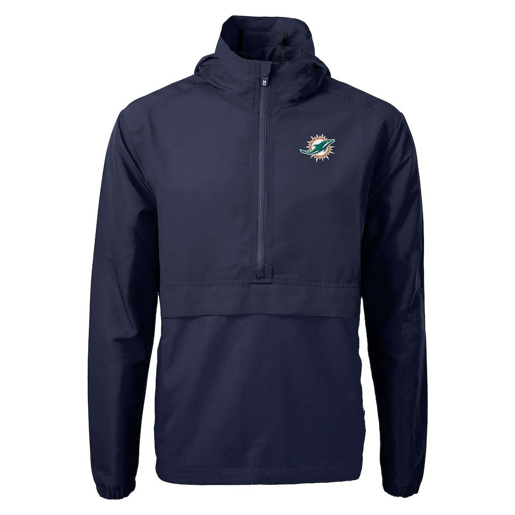 Miami Dolphins Cutter & Buck Charter Eco Recycled Anorak Half-Zip Jacket Blue | NFL