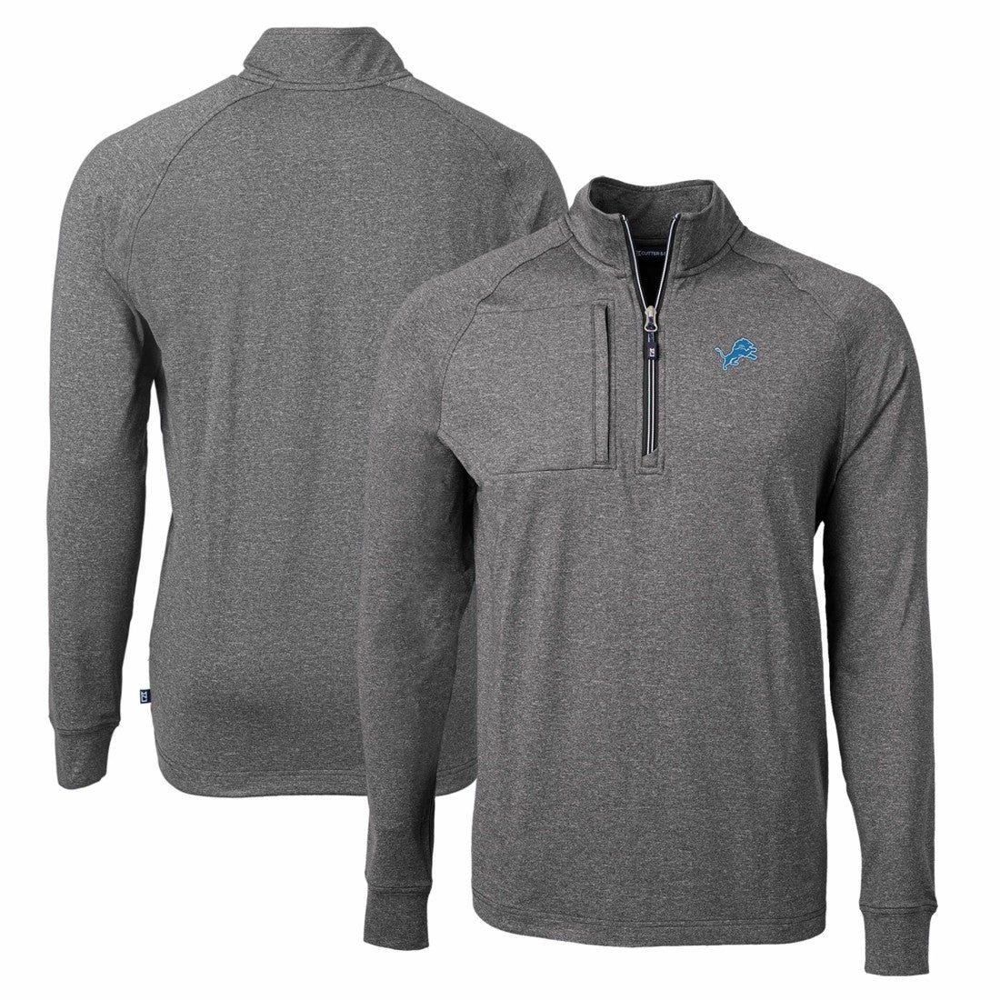 Detroit Lions Cutter & Buck Adapt Eco Knit Quarter-Zip Pullover Top Heather Black | NFL