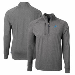 Detroit Lions Cutter & Buck Adapt Eco Knit Quarter-Zip Pullover Top Heather Black | NFL