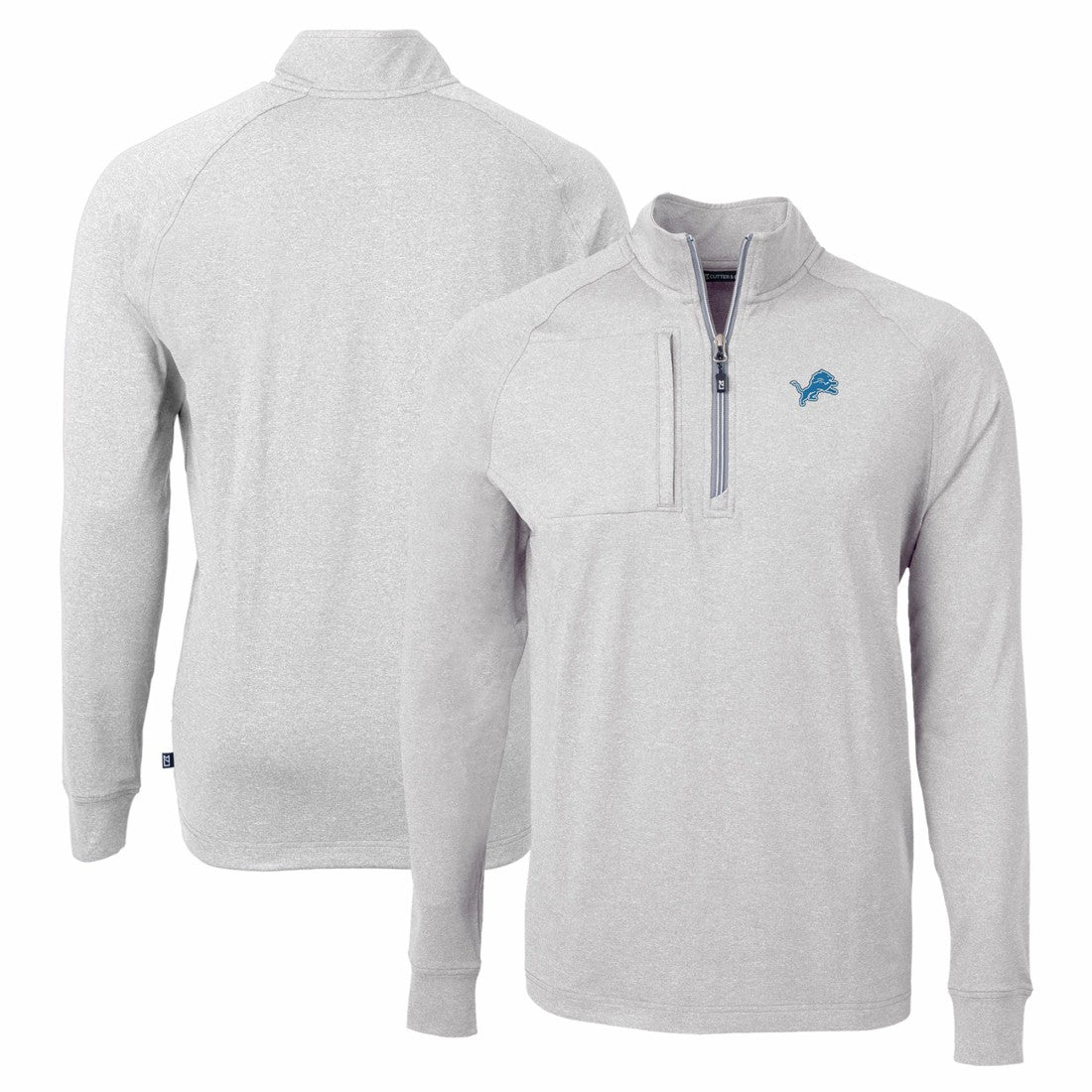 Detroit Lions Cutter & Buck Adapt Eco Knit Quarter-Zip Pullover Top Heather Gray | NFL