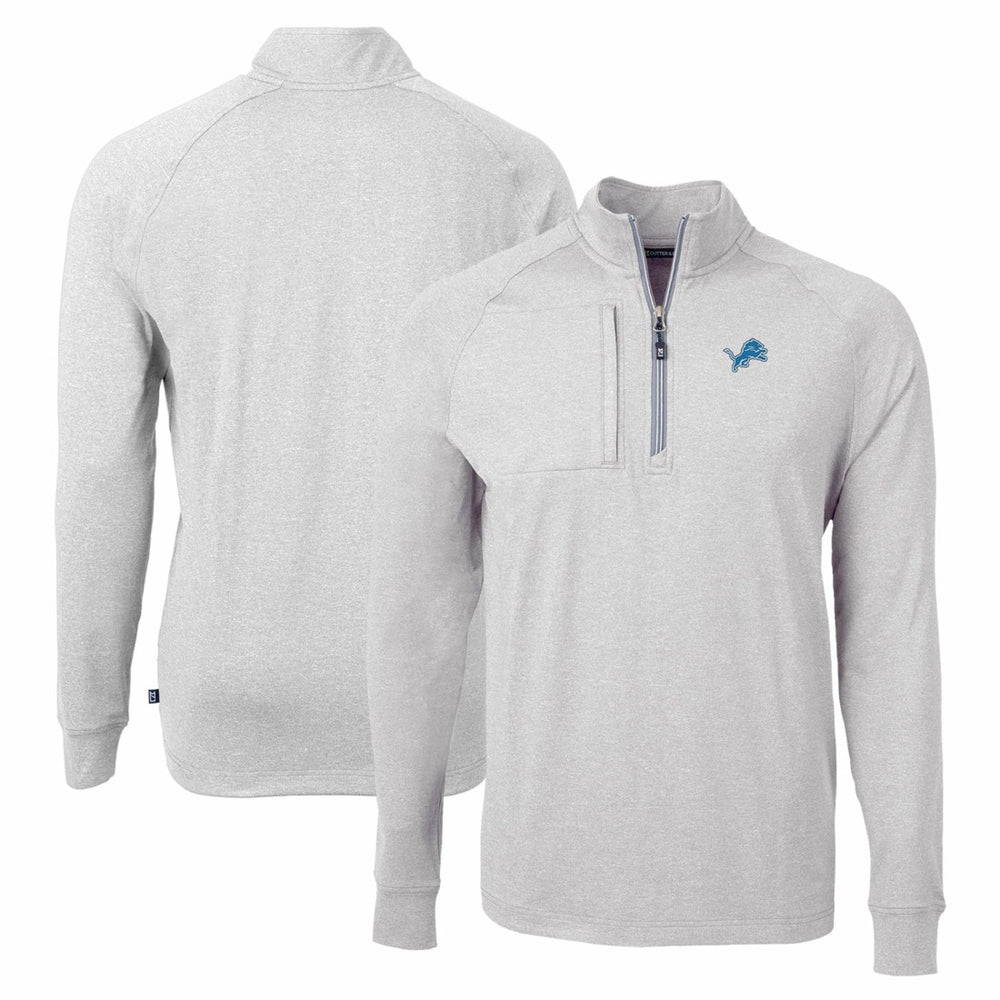 Detroit Lions Cutter & Buck Adapt Eco Knit Quarter-Zip Pullover Top Heather Gray | NFL