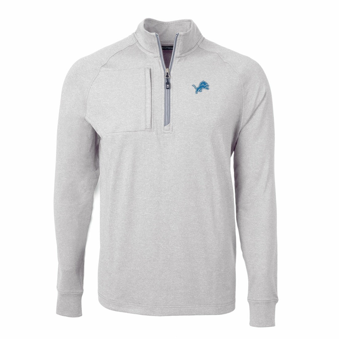Detroit Lions Cutter & Buck Adapt Eco Knit Quarter-Zip Pullover Top Heather Gray | NFL