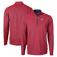 Kansas City Chiefs Cutter & Buck Virtue Eco Pique Micro Stripe Recycled Quarter-Zip Pullover Top Red/Navy | NFL