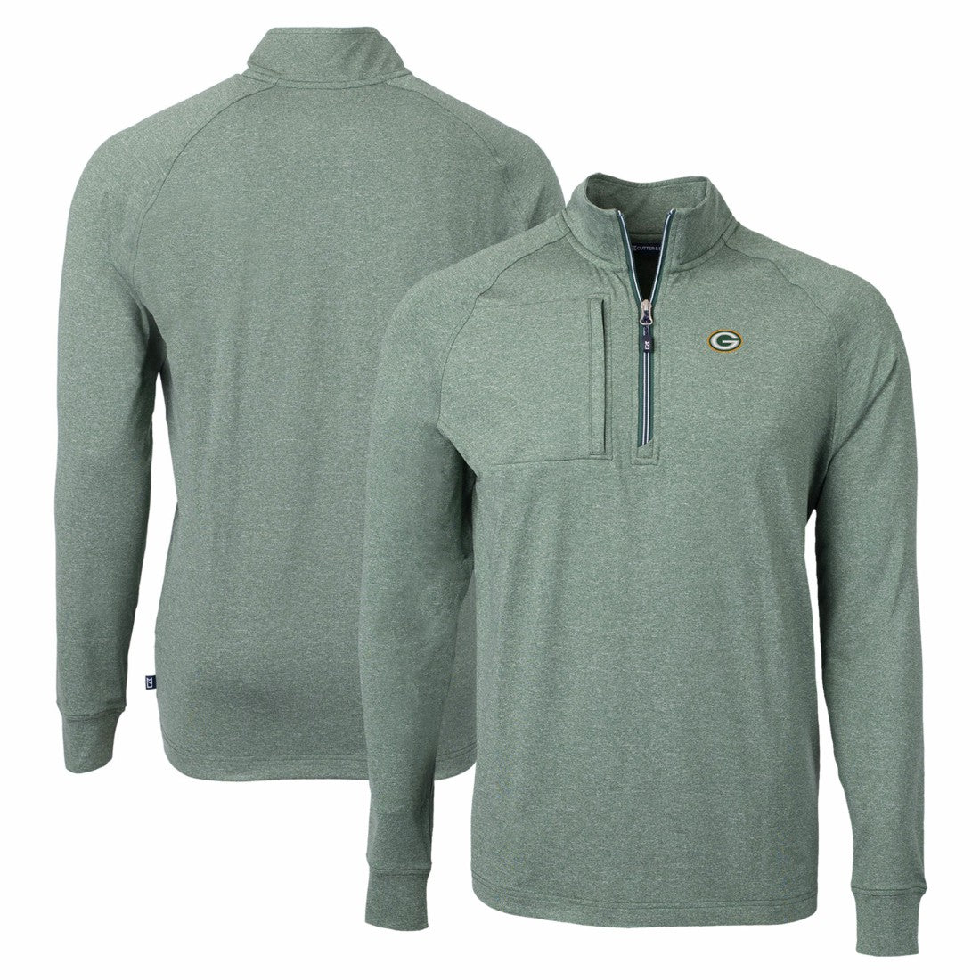 Green Bay Packers Cutter & Buck Adapt Eco Knit Quarter-Zip Pullover Top Heather Green | NFL