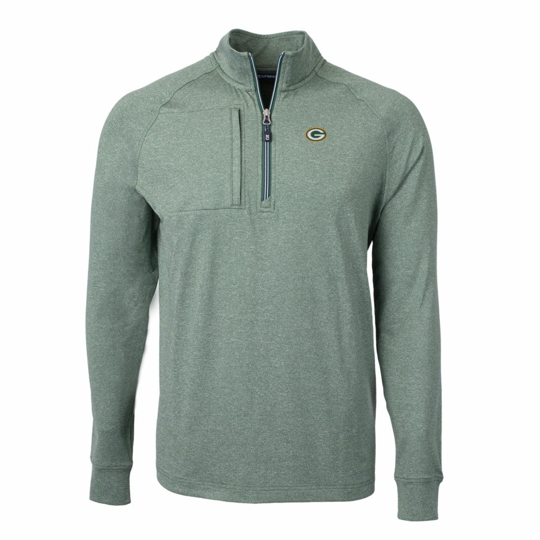 Green Bay Packers Cutter & Buck Adapt Eco Knit Quarter-Zip Pullover Top Heather Green | NFL