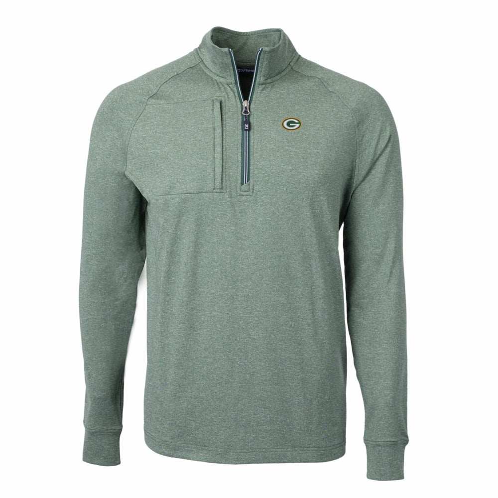 Green Bay Packers Cutter & Buck Adapt Eco Knit Quarter-Zip Pullover Top Heather Green | NFL