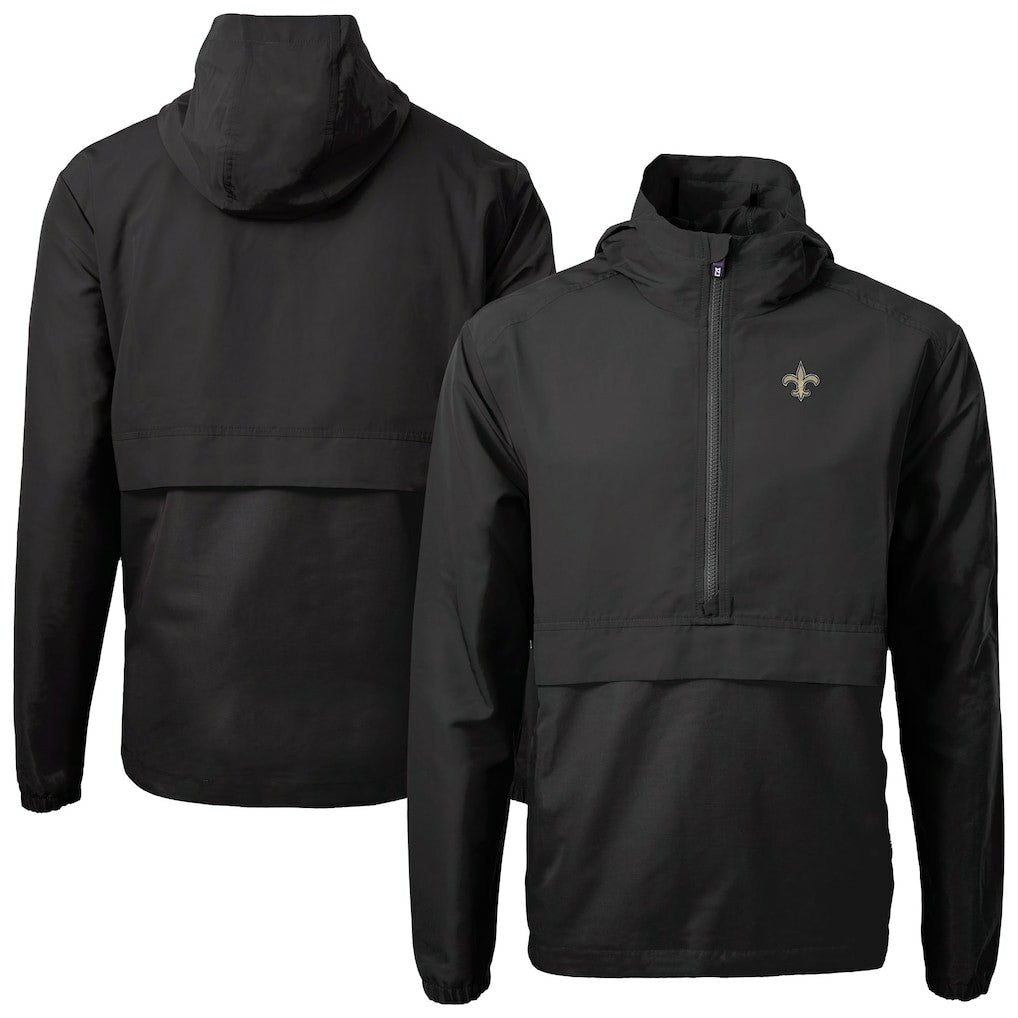 New Orleans Saints Cutter & Buck Charter Eco Recycled Anorak Half-Zip Jacket Black | NFL