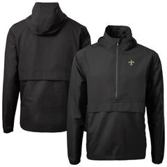 New Orleans Saints Cutter & Buck Charter Eco Recycled Anorak Half-Zip Jacket Black | NFL