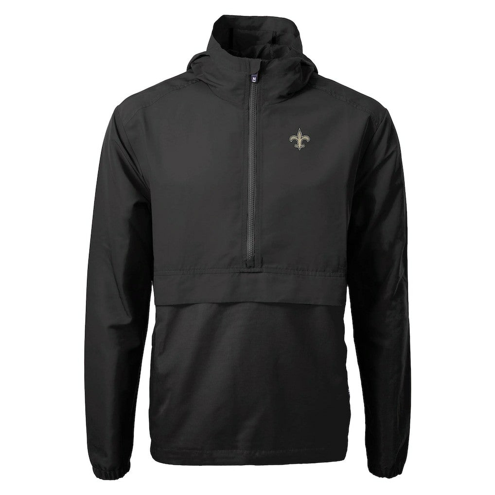 New Orleans Saints Cutter & Buck Charter Eco Recycled Anorak Half-Zip Jacket Black | NFL