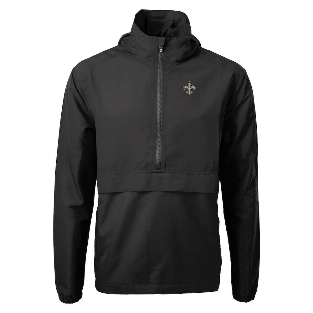 New Orleans Saints Cutter & Buck Charter Eco Recycled Anorak Half-Zip Jacket Black | NFL