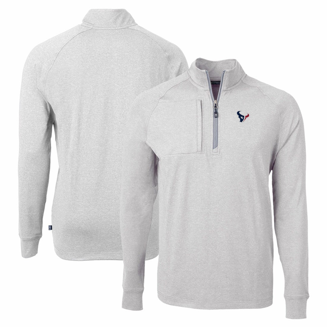 Houston Texans Cutter & Buck Adapt Eco Knit Quarter-Zip Pullover Top Heather Gray | NFL