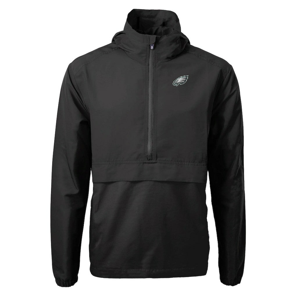 Philadelphia Eagles Cutter & Buck Charter Eco Recycled Anorak Half-Zip Jacket Black | NFL