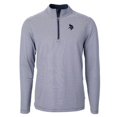 Minnesota Vikings Cutter & Buck Virtue Eco Pique Micro Stripe Recycled Quarter-Zip Pullover Top Navy/White | NFL