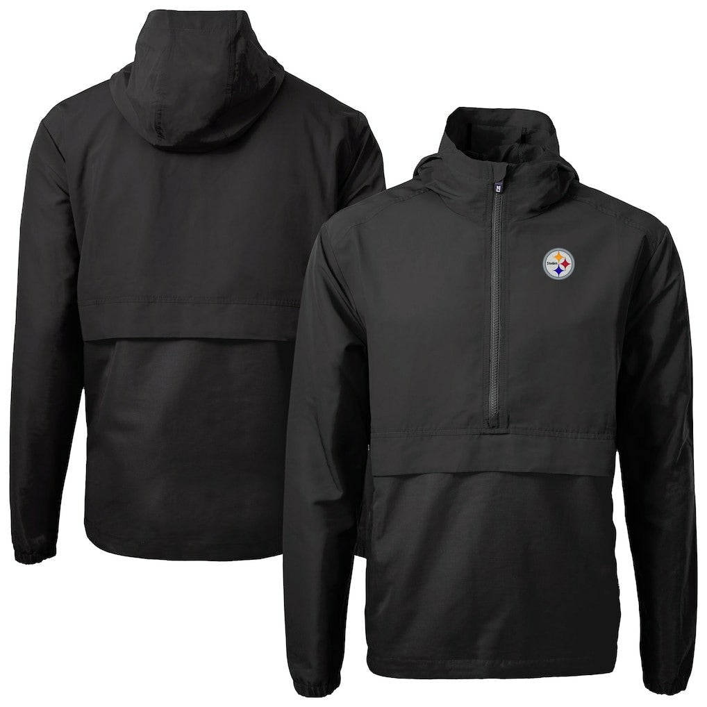 Pittsburgh Steelers Cutter & Buck Charter Eco Recycled Anorak Half-Zip Jacket Black | NFL