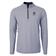 New Orleans Saints Cutter & Buck Virtue Eco Pique Micro Stripe Recycled Quarter-Zip Pullover Top Navy/White | NFL