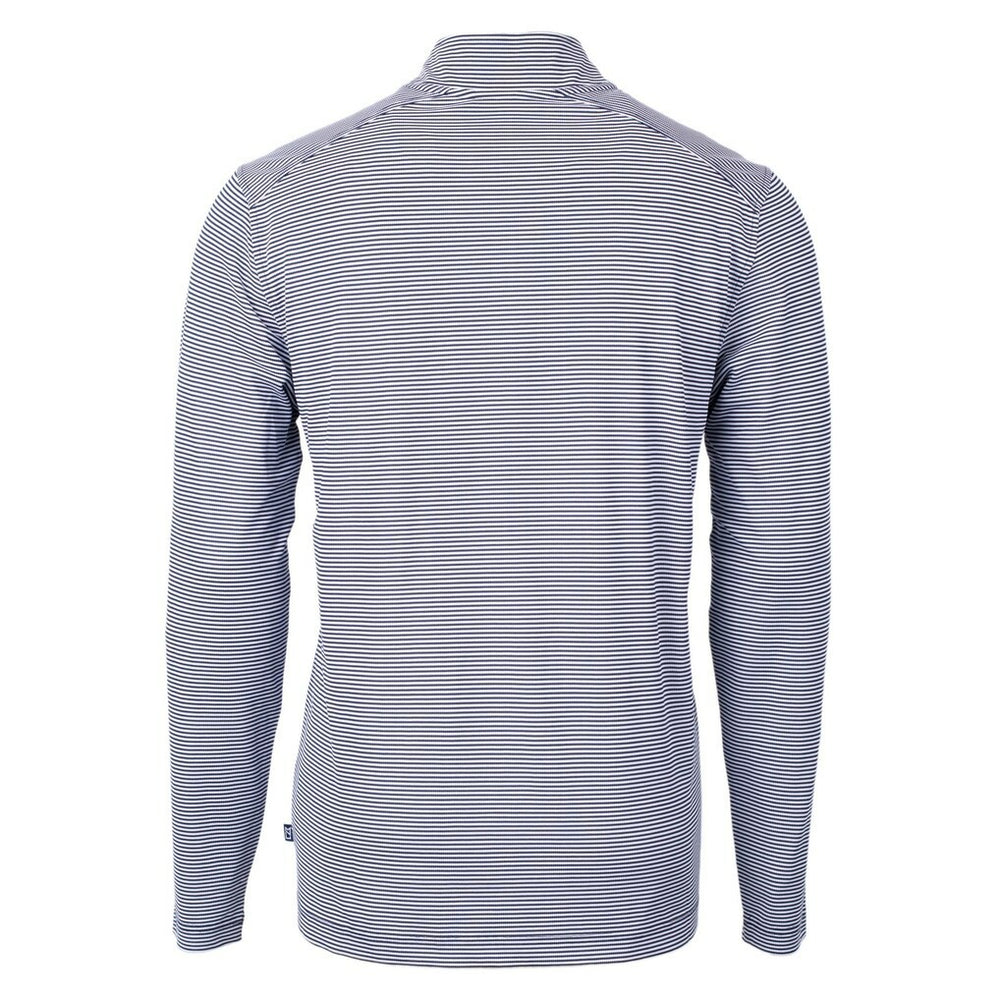New Orleans Saints Cutter & Buck Virtue Eco Pique Micro Stripe Recycled Quarter-Zip Pullover Top Navy/White | NFL