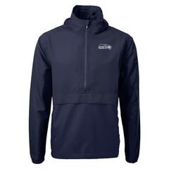 Seattle Seahawks Cutter & Buck Charter Eco Recycled Anorak Half-Zip Jacket Navy | NFL