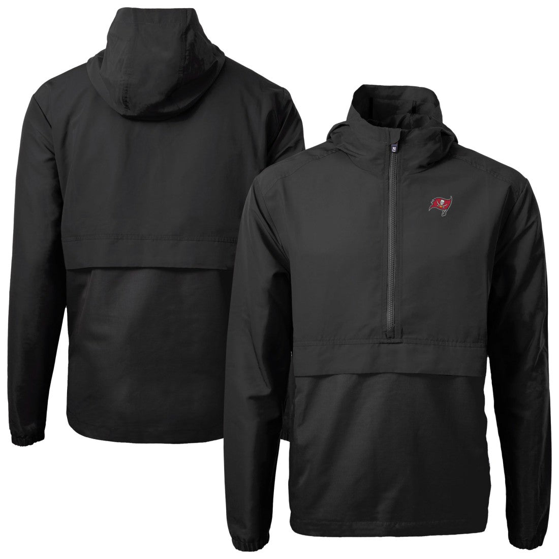Tampa Bay Buccaneers Cutter & Buck Charter Eco Recycled Anorak Half-Zip Jacket Black | NFL