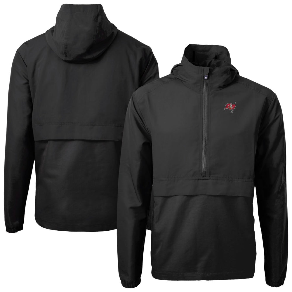 Tampa Bay Buccaneers Cutter & Buck Charter Eco Recycled Anorak Half-Zip Jacket Black | NFL