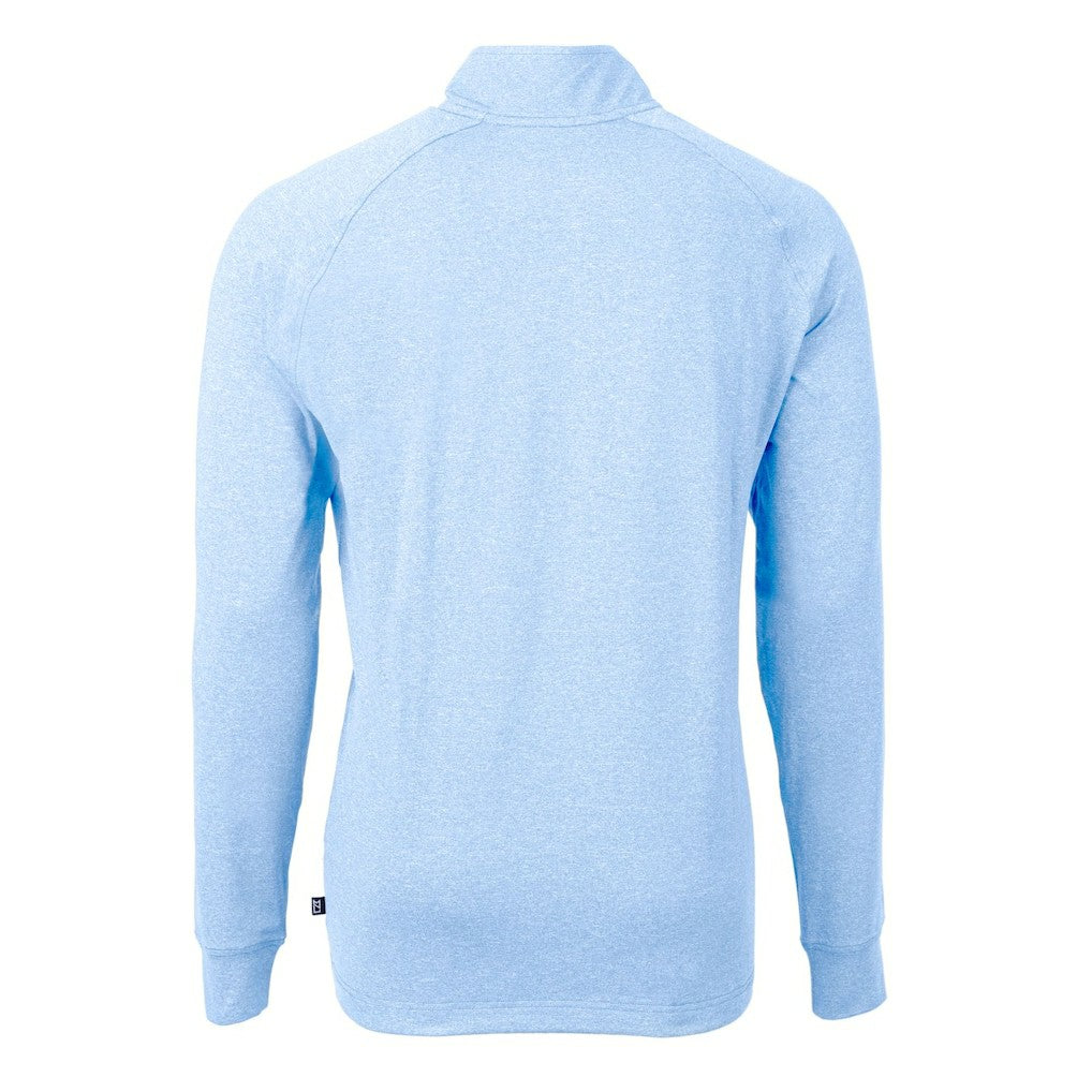 Los Angeles Chargers Cutter & Buck Adapt Eco Knit Quarter-Zip Pullover Top Heather Powder Blue | NFL