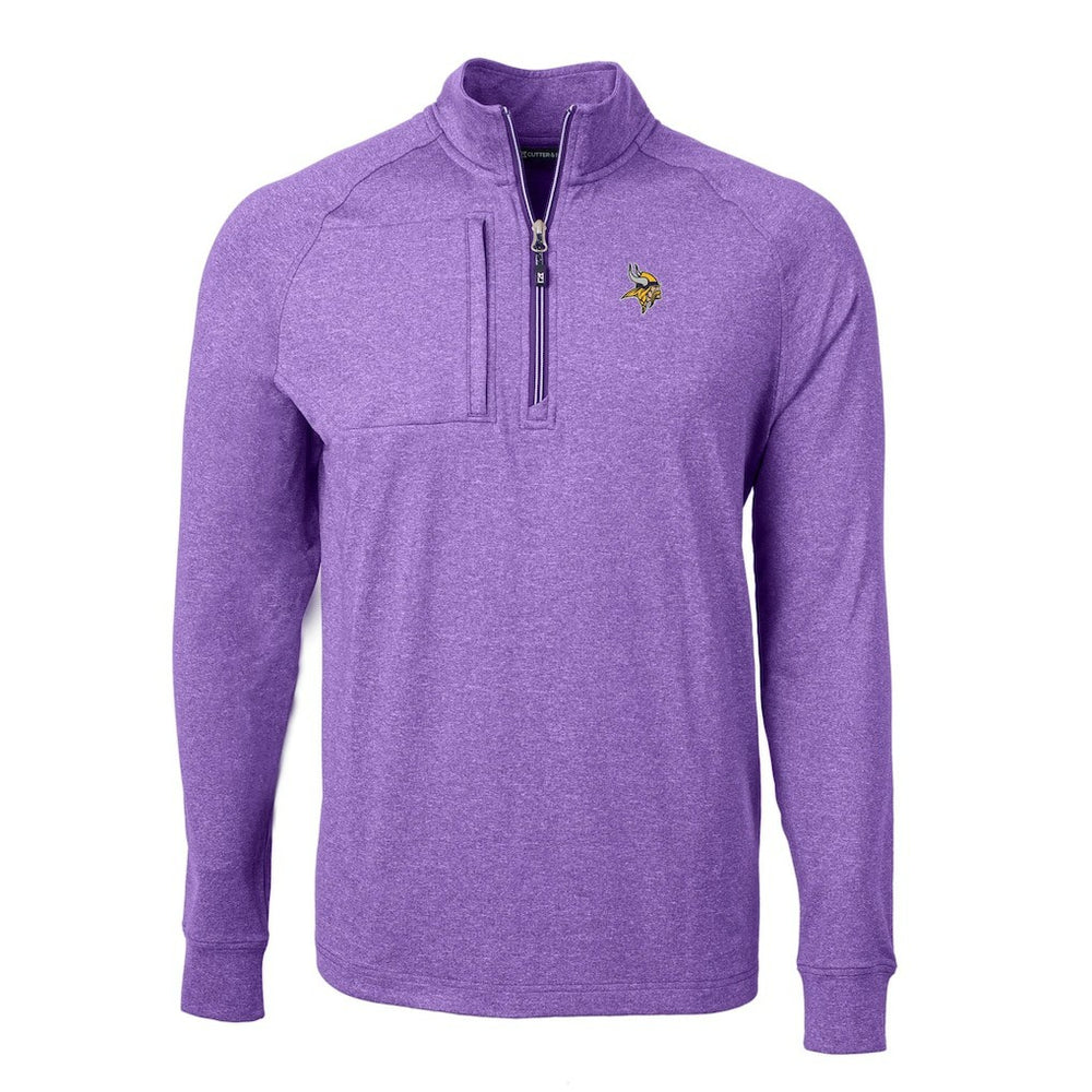 Minnesota Vikings Cutter & Buck Adapt Eco Knit Quarter-Zip Pullover Top Heather Purple | NFL