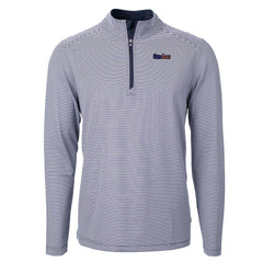 Pittsburgh Steelers Cutter & Buck Virtue Eco Pique Micro Stripe Recycled Quarter-Zip Pullover Top Navy/White | NFL