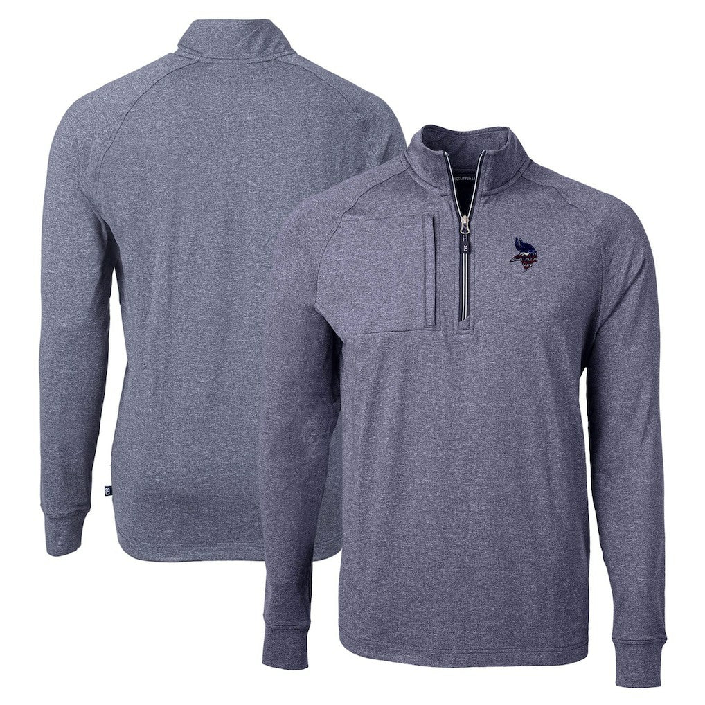 Minnesota Vikings Cutter & Buck Adapt Eco Knit Quarter-Zip Pullover Top Heather Navy | NFL