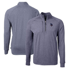 Minnesota Vikings Cutter & Buck Adapt Eco Knit Quarter-Zip Pullover Top Heather Navy | NFL