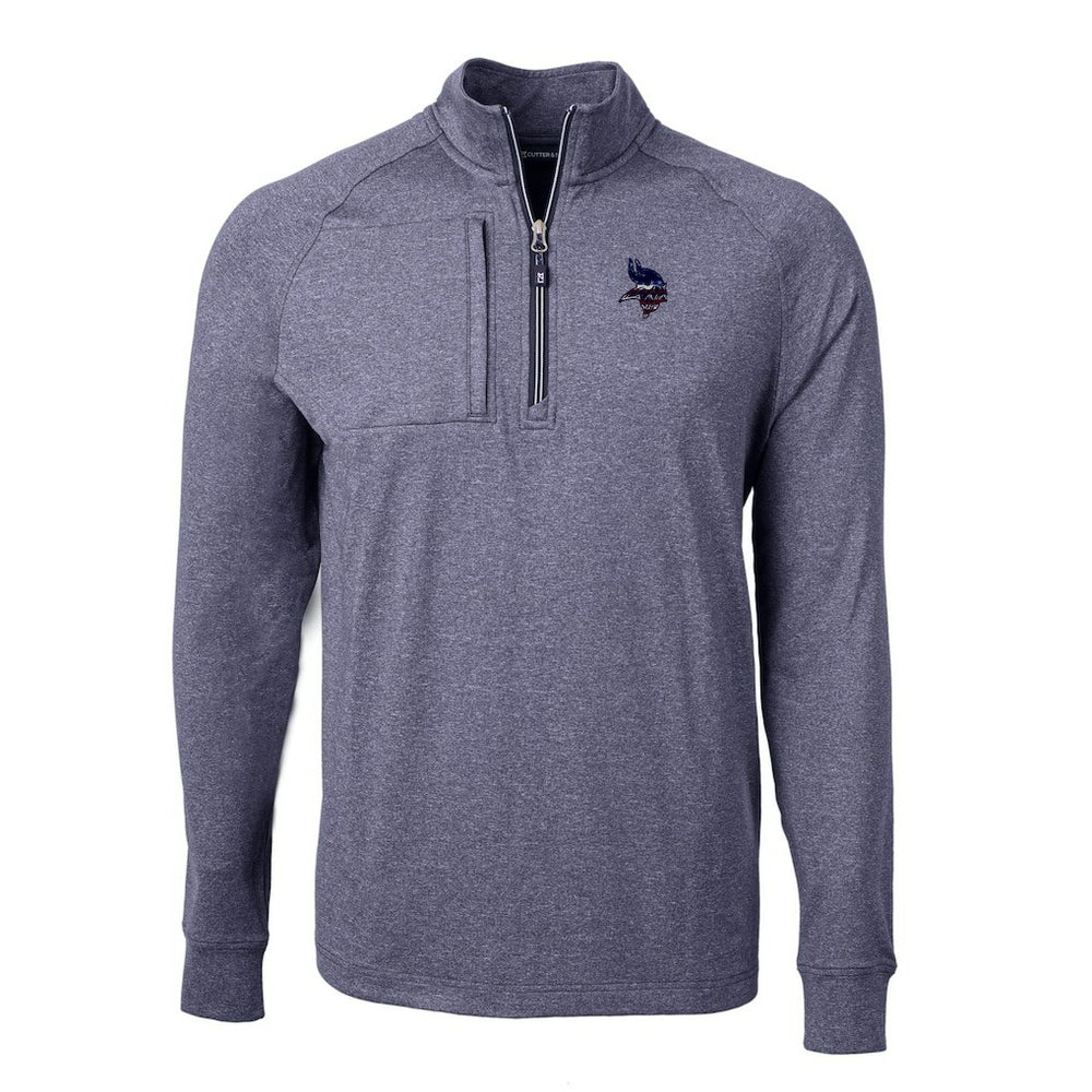 Minnesota Vikings Cutter & Buck Adapt Eco Knit Quarter-Zip Pullover Top Heather Navy | NFL