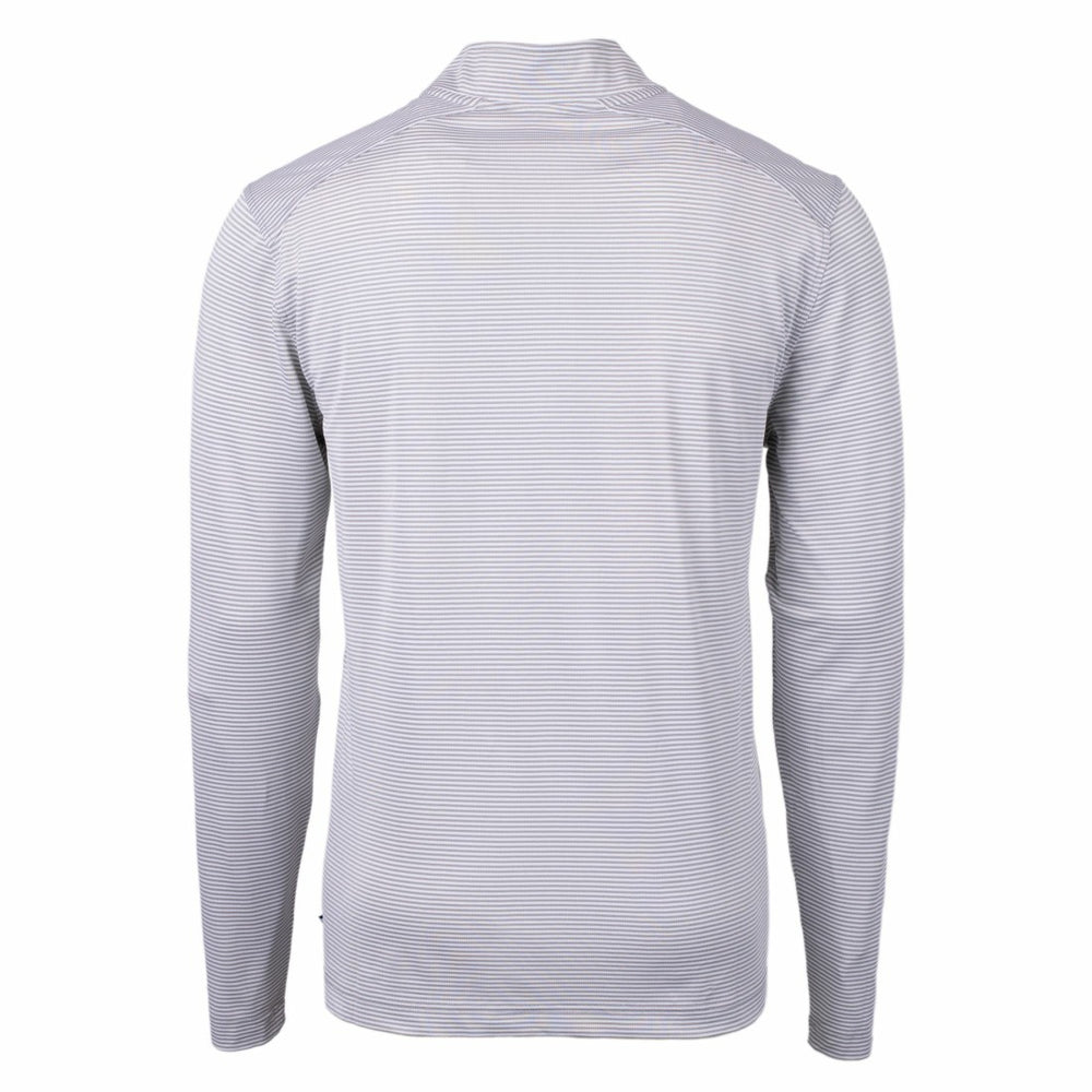 Tampa Bay Buccaneers Cutter & Buck Virtue Eco Pique Micro Stripe Recycled Quarter-Zip Pullover Top Gray/White | NFL