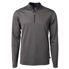 Washington Commanders Cutter & Buck Virtue Eco Pique Micro Stripe Recycled Quarter-Zip Pullover Top Black/Gray | NFL