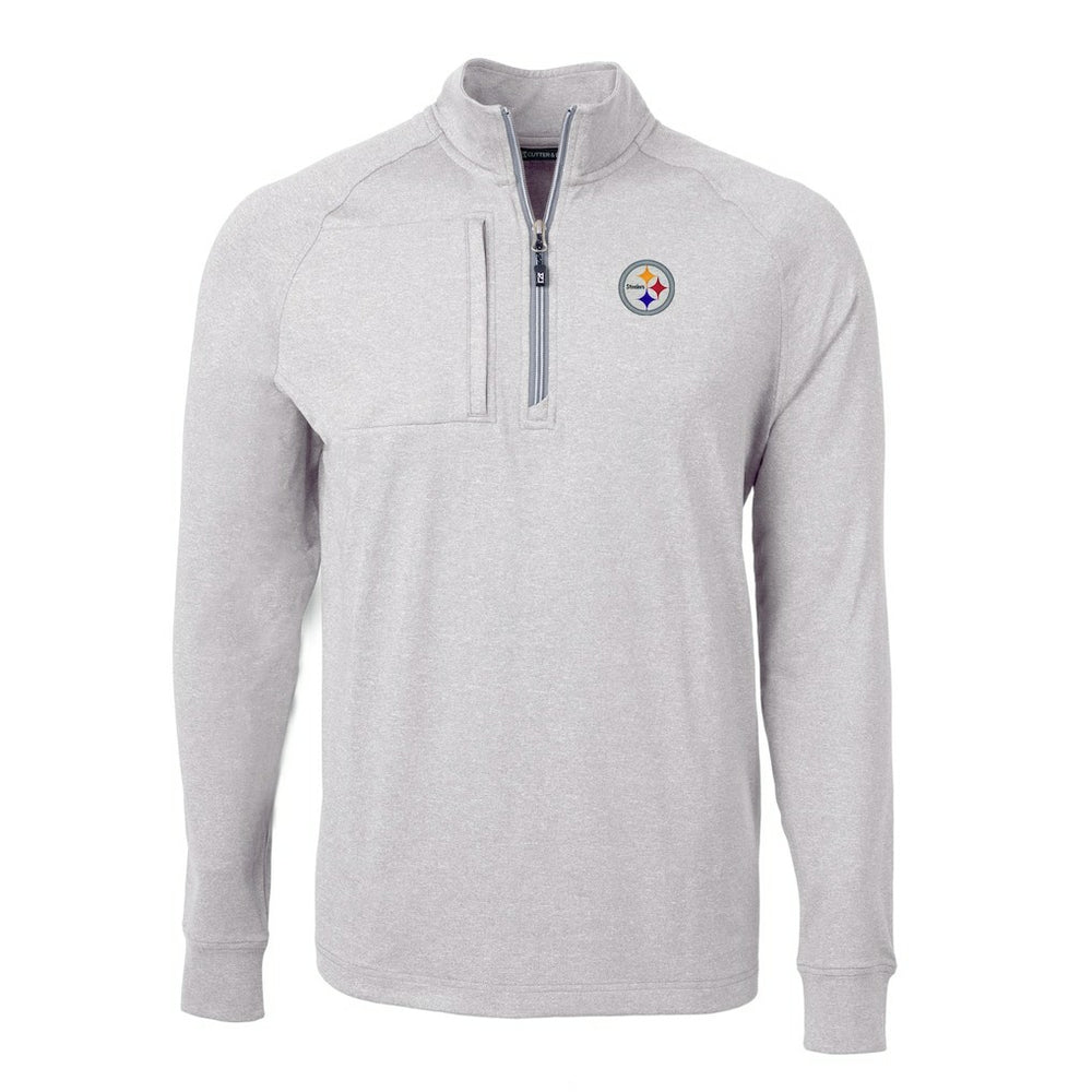 Pittsburgh Steelers Cutter & Buck Adapt Eco Knit Quarter-Zip Pullover Top Heather Gray | NFL