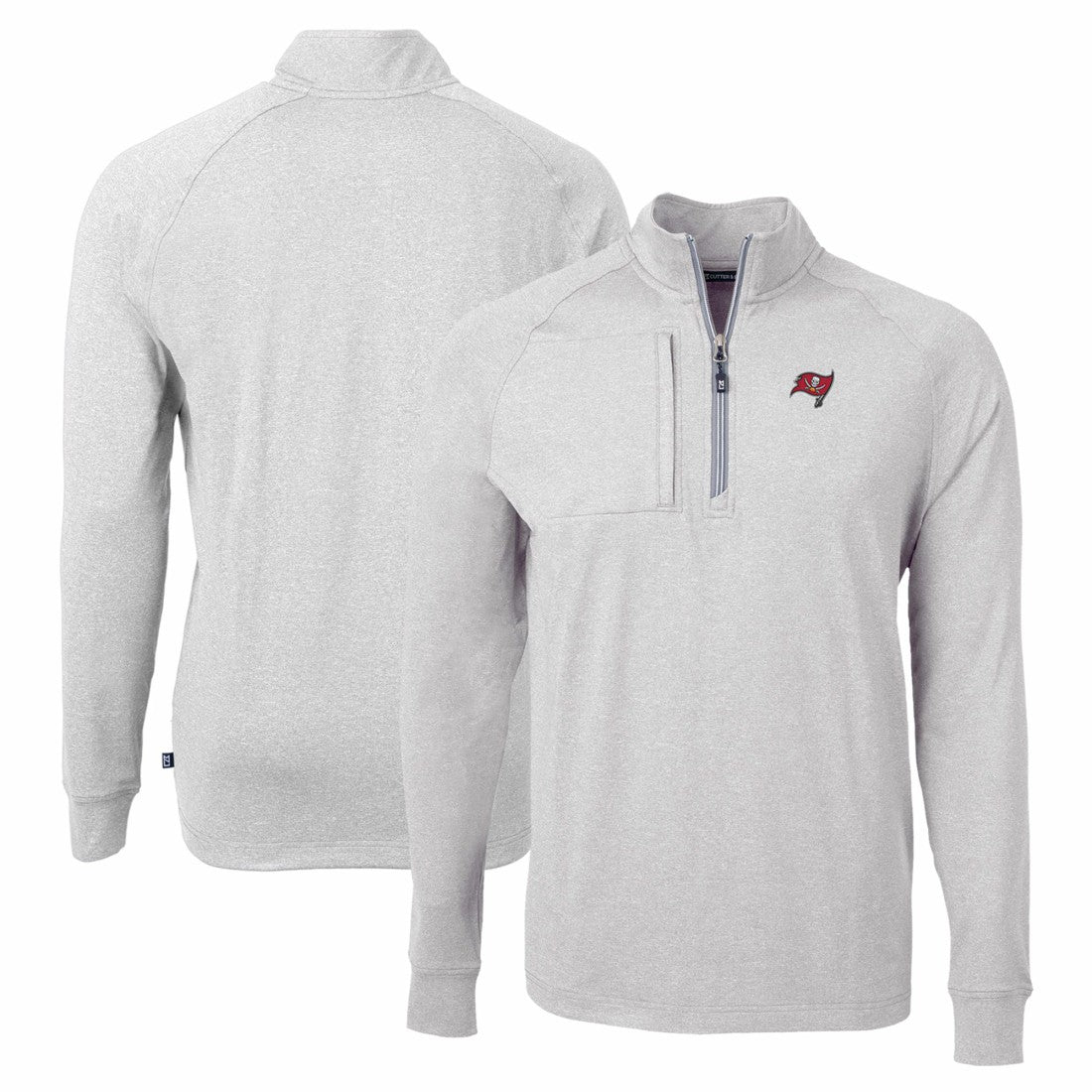 Tampa Bay Buccaneers Cutter & Buck Adapt Eco Knit Quarter-Zip Pullover Top Heather Gray | NFL