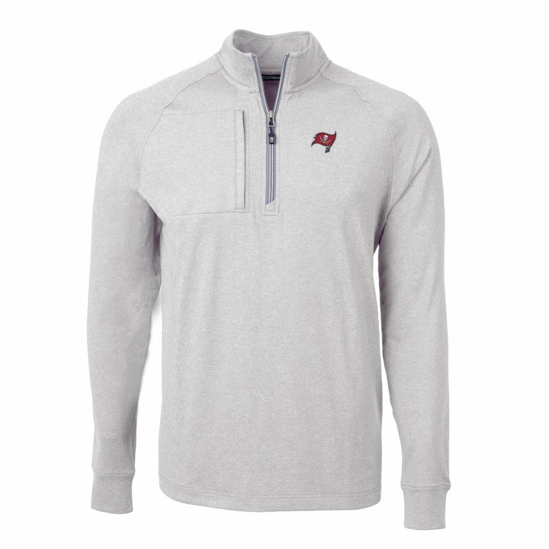 Tampa Bay Buccaneers Cutter & Buck Adapt Eco Knit Quarter-Zip Pullover Top Heather Gray | NFL